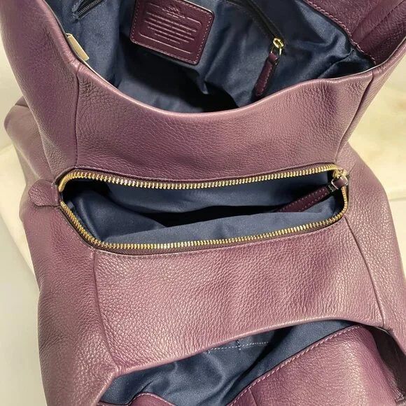 VGUC Coach Madison Phoebe Plum Leather Triple Compartment Shoulder Bag - Picture 4 of 15